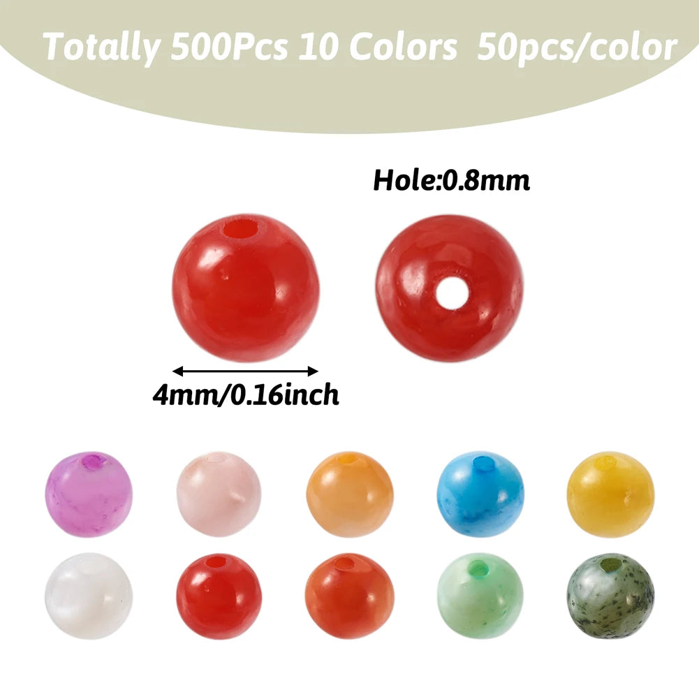 500Pcs 4mm Shell Beads 10 Colors Mixed for DIY Jewelry Making