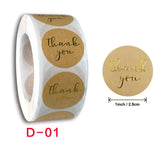 500Pcs Pink/Black Thank You Stickers Merry Christmas Self-Adhesive Labels