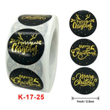500Pcs Pink/Black Thank You Stickers Merry Christmas Self-Adhesive Labels