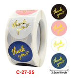 500Pcs Pink/Black Thank You Stickers Merry Christmas Self-Adhesive Labels