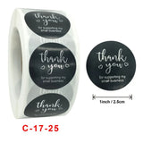 500Pcs Pink/Black Thank You Stickers Merry Christmas Self-Adhesive Labels