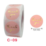 500Pcs Pink/Black Thank You Stickers Merry Christmas Self-Adhesive Labels