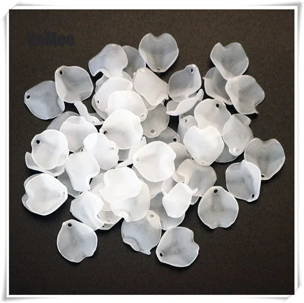 500Pcs Acrylic Leaf Petals Frosted Flower Acrylic Spacers Beads 15mm