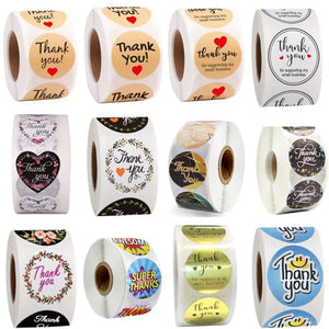500Pcs White Thank You Marbling Stickers 2.5cm Round Seal Label Scrapbooking