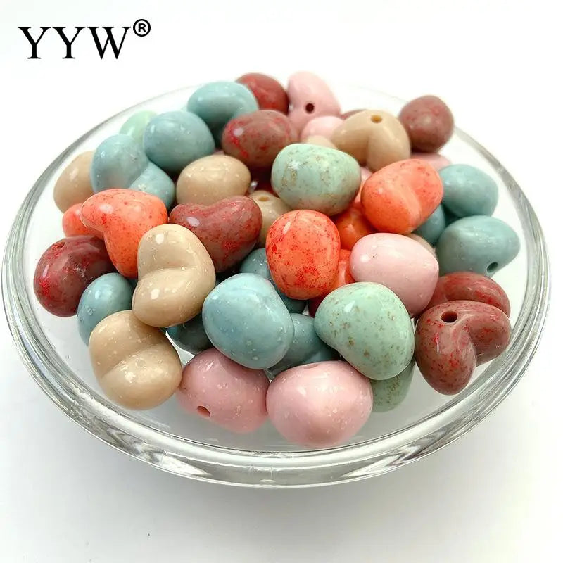 500g Heart Shape Acrylic Spacer Beads - Colorful DIY Jewelry Making Accessory