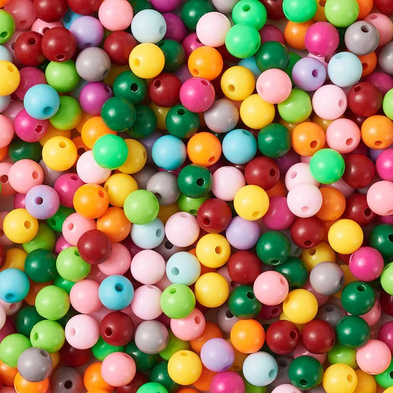 500g Mixed Acrylic Beads Round DIY Jewelry Making Material Colorful