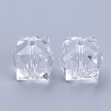500g Transparent Acrylic Beads Faceted Cube Clear 6x6x4mm