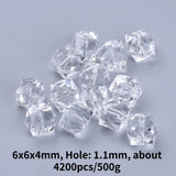 500g Transparent Acrylic Beads Faceted Cube Clear 6x6x4mm