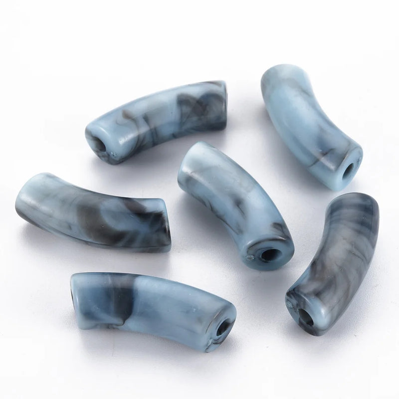 500g Opaque Acrylic Curved Tube Beads Gemstone Style DIY Jewelry