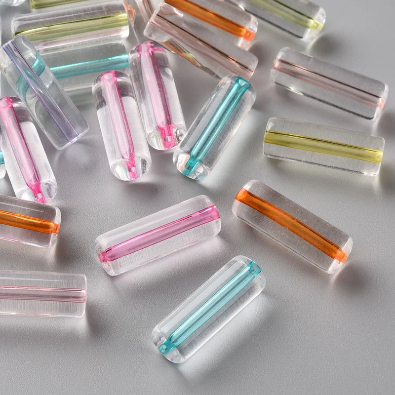 500g Transparent Acrylic Beads Column Mixed 25x9mm
