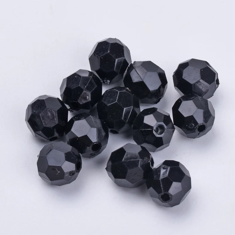 500g Transparent Acrylic Beads Faceted Round 8x7mm