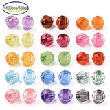 500g Transparent Acrylic Beads Faceted Round Cerise 8mm