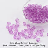 500g Transparent Acrylic Beads Faceted Round Cerise 8mm