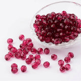 500g Transparent Acrylic Beads Faceted Round Cerise 8mm