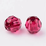 500g Transparent Acrylic Beads Faceted Round Cerise 8mm