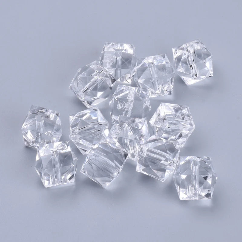 500g Transparent Purple Acrylic Faceted Square Cube Beads for Jewelry Making