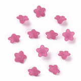 500g Flower Frosted Deep Pink Acrylic Beads 10x5mm