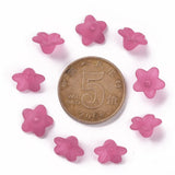 500g Flower Frosted Deep Pink Acrylic Beads 10x5mm