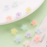 500g Transparent Acrylic Beads Star Mixed Frosted 10.5x11x7mm