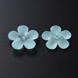 500g Frosted Cyan Acrylic Flower Beads 22x23x6.5mm