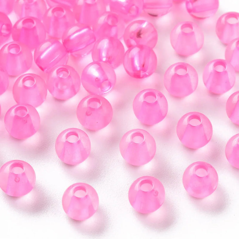 500g Round Pearl Pink Acrylic Beads 6x5mm