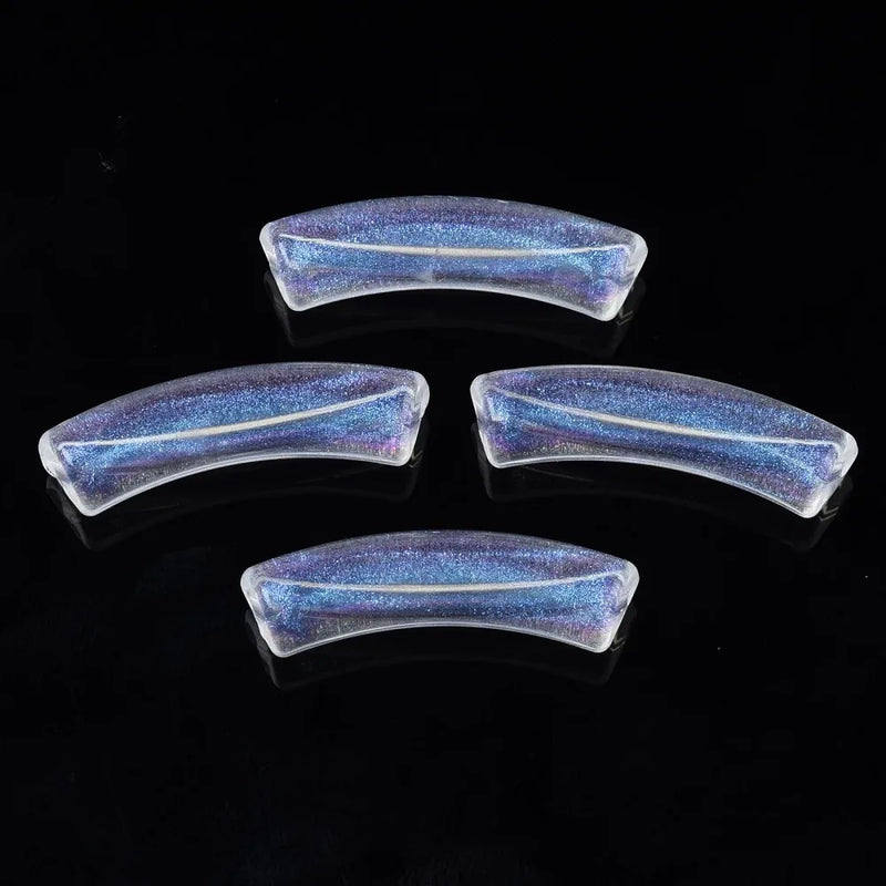 500g Glitter Acrylic Curved Tube Beads for DIY Jewelry Making