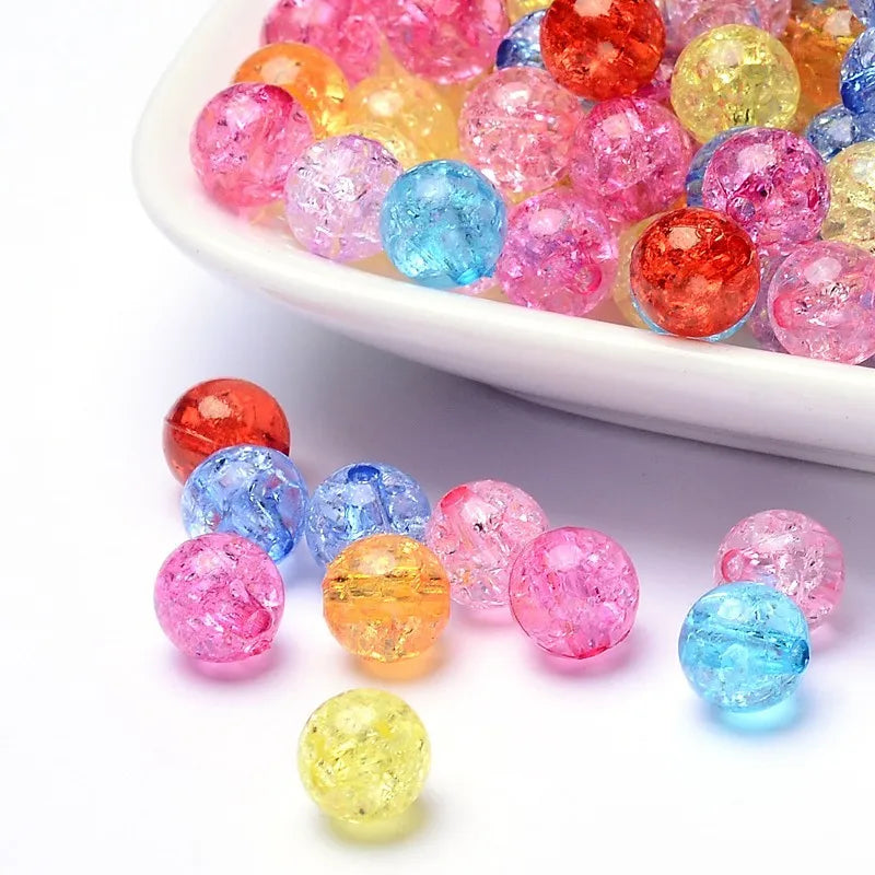 500g/bag Mixed 8 10mm Crackle Acrylic Beads for DIY Jewelry Making