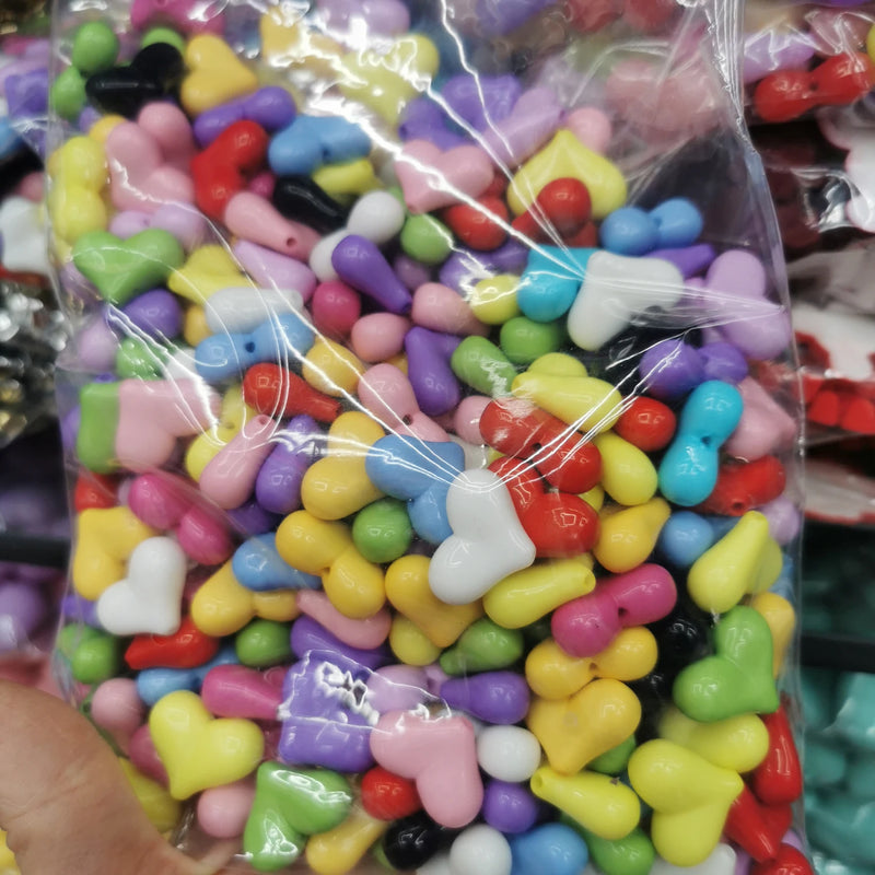 500g DIY Acrylic Candy Heart Spacer Beads 17-22mm for Necklace Bracelet Jewelry