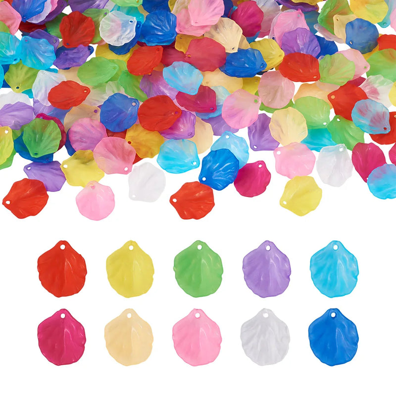 500pcs Acrylic Flower Petaline Pendants Charms Jewelry DIY Making