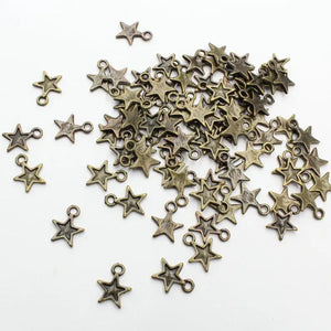 500pcs 10mm Mini Star Charms Bronze Necklace Pendant Earrings Finding