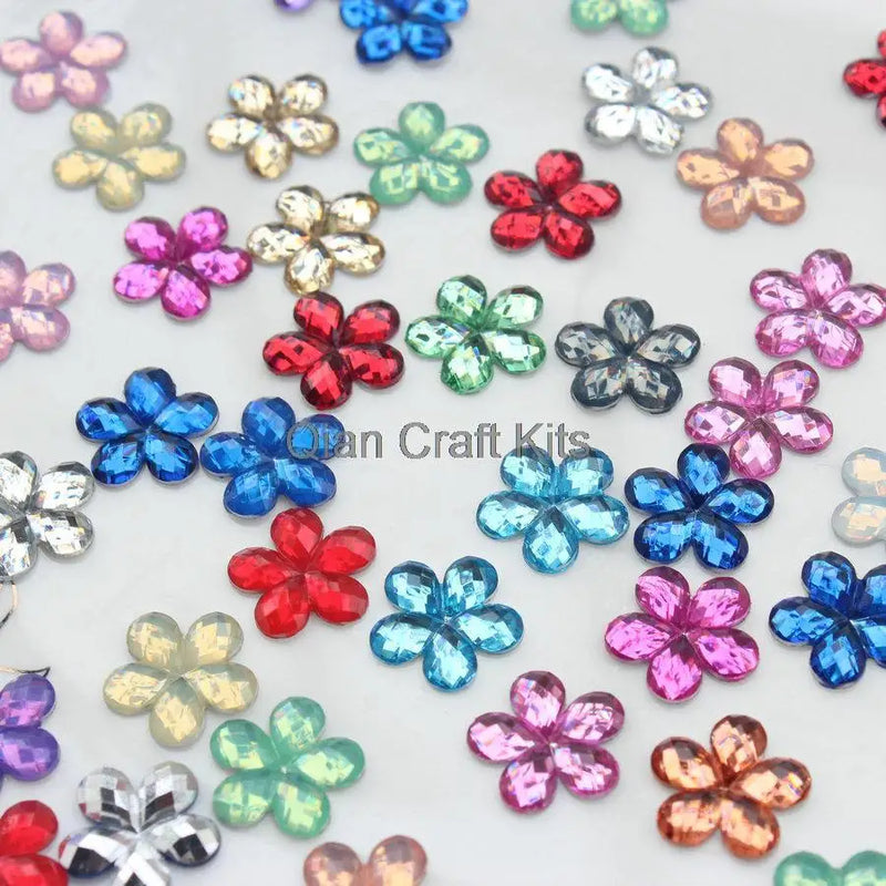 500pcs 12mm Sakura Resin Flower Rhinestone Cabochons Mixed Colors