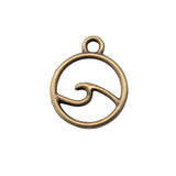 500pcs 12x12mm Antique Silver Bronze Waves Charm Pendant Jewelry Making