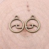 500pcs 12x12mm Antique Silver Bronze Waves Charm Pendant Jewelry Making