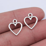 500pcs Antique Silver Hollow Heart Charms 14x12mm DIY Jewelry Findings