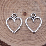 500pcs Antique Silver Hollow Heart Charms 14x12mm DIY Jewelry Findings