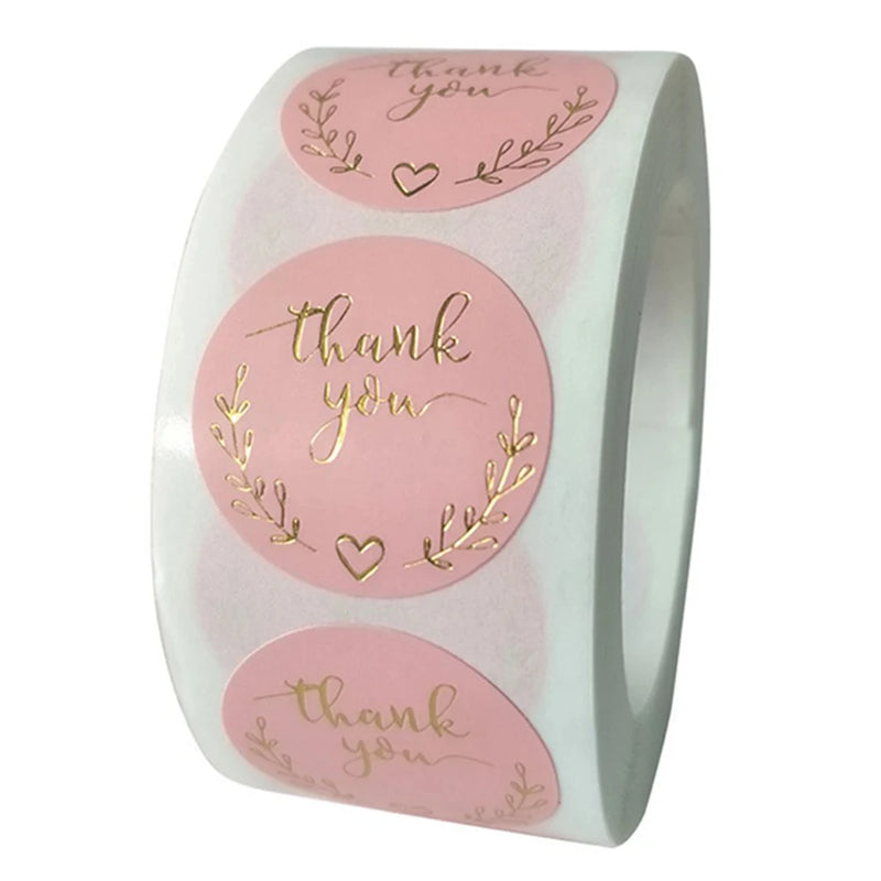500pcs Pink Thank You Stickers Wedding Christmas Party Decoration