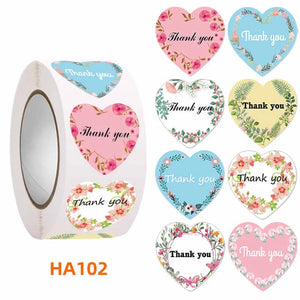 500pcs 2.5cm Heart Thank You Stickers for Package Stationery