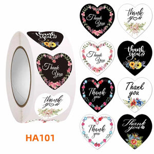 500pcs 2.5cm Heart Thank You Stickers for Package Stationery
