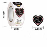 500pcs 2.5cm Heart Thank You Stickers for Package Stationery