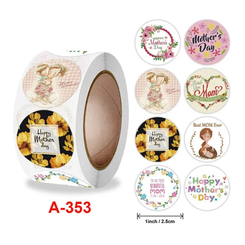 500pcs Thank You Flower Sticker Floral Mother's Label Craft Decoration