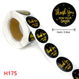 500 Thank You For Your Order Sticker Pink/Black Round Shape Label