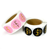500 Thank You For Your Order Sticker Pink/Black Round Shape Label