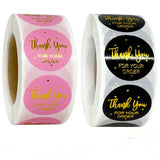 500 Thank You For Your Order Sticker Pink/Black Round Shape Label