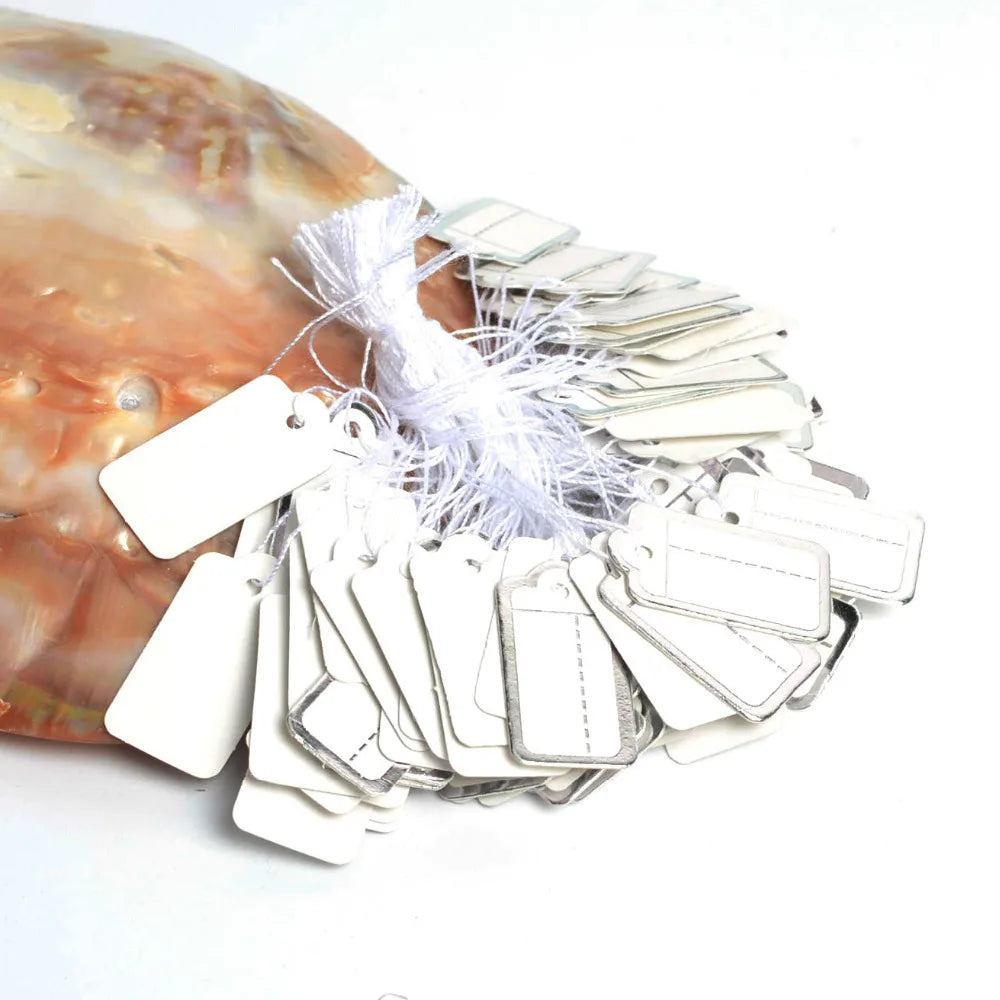 500pcs 26x13mm Silver Label Tie String Display Tags Blank Hang tag