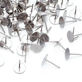 500pcs 304 Stainless Steel Flat Round Ear Studs for DIY Accessories
