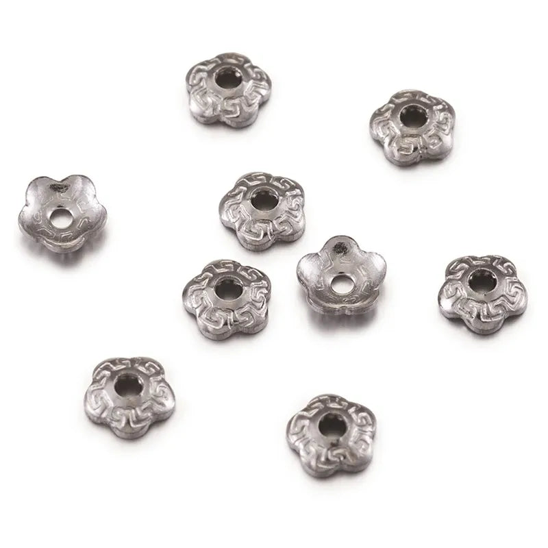 500pcs 304 Stainless Steel Flower Bead Caps for Jewelry Making DIY