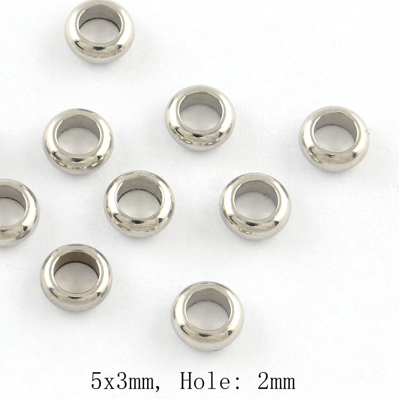 500pcs 5mm Stainless Steel Rondelle Bead Spacers for Jewelry Making