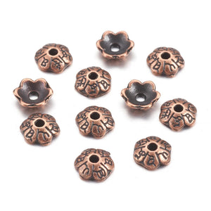 500pcs 6mm Tibetan Style Flower Bead Caps Antique Bronze Golden