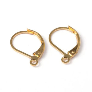 500pcs Brass Lever Back Hoop Earring Findings French Hook Ear Wire 15x10mm