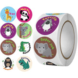 500pcs Cartoon Animal Sticker for Kids, English Teacher Reward Roll